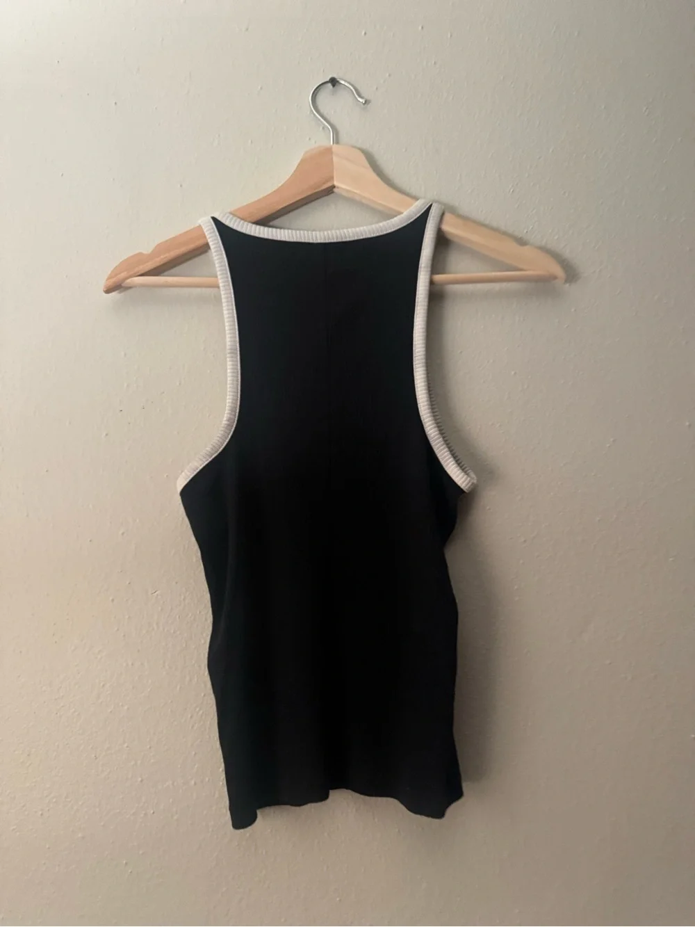 J. Crew Black Ribbed Tank with White Trim Accent